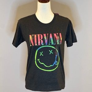 Nirvana Tee Grey with rainbow decal NWT